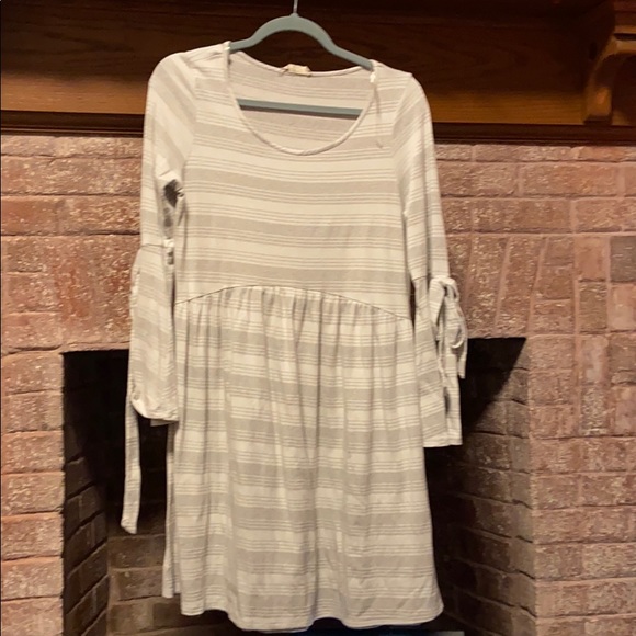 Alter’d State Grey and White Striped Peasant Dress - Picture 2 of 2